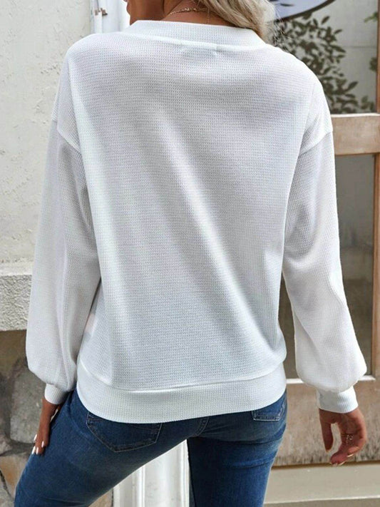V-Neck Dropped Shoulder Blouse Trendsi 5bde0b785ac54c0bbbfe906579216faa-Max