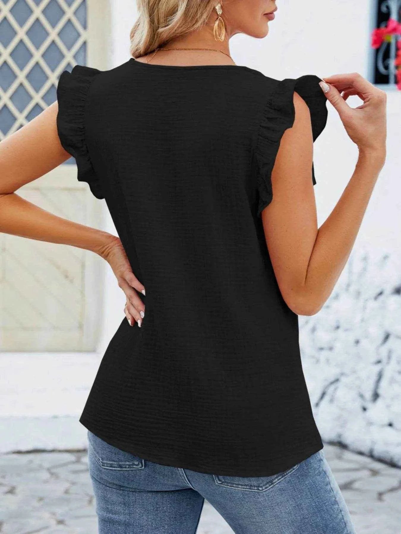 V-Neck Ruffled Sleeve Top Trendsi 5c3aa68a-736b-4eb9-b33a-86c385b9b069-Max-Origin