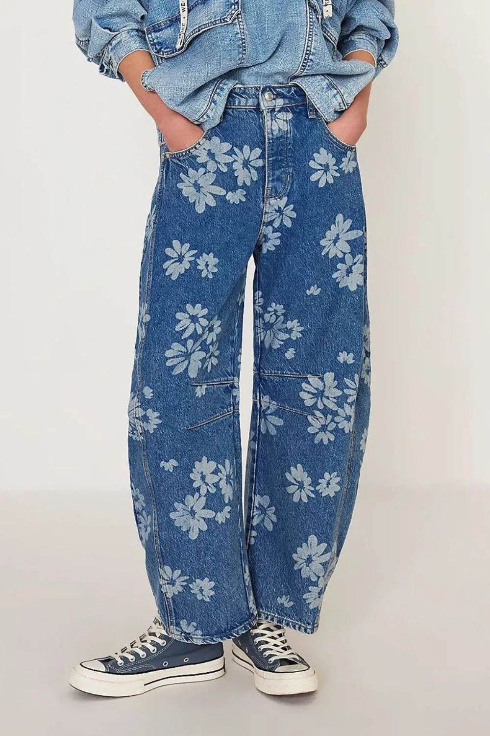 Flower Print Wide Leg Jeans Medium Trendsi 5c3db7b6-50d0-45f2-b95c-2ae5694bf3f2-Max