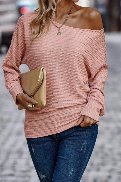 Texture Round Neck Long Sleeve Top Dusty Pink Trendsi 5c5dc1d8c47e4da09250fde91e3b7063-Max