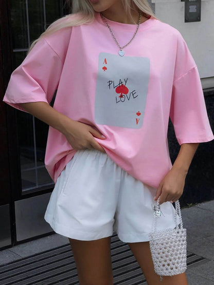 Graphic Round Neck Half Sleeve T-Shirt Pink Trendsi 5c613077-e392-483a-872a-cf13c5b12108-Max-Origin