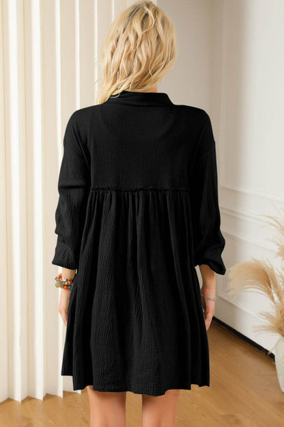 Buttoned Collared Neck Dropped Shoulder Mini Dress Trendsi 5ccf1c6981cf47c88a2cbd57240825ca-Max