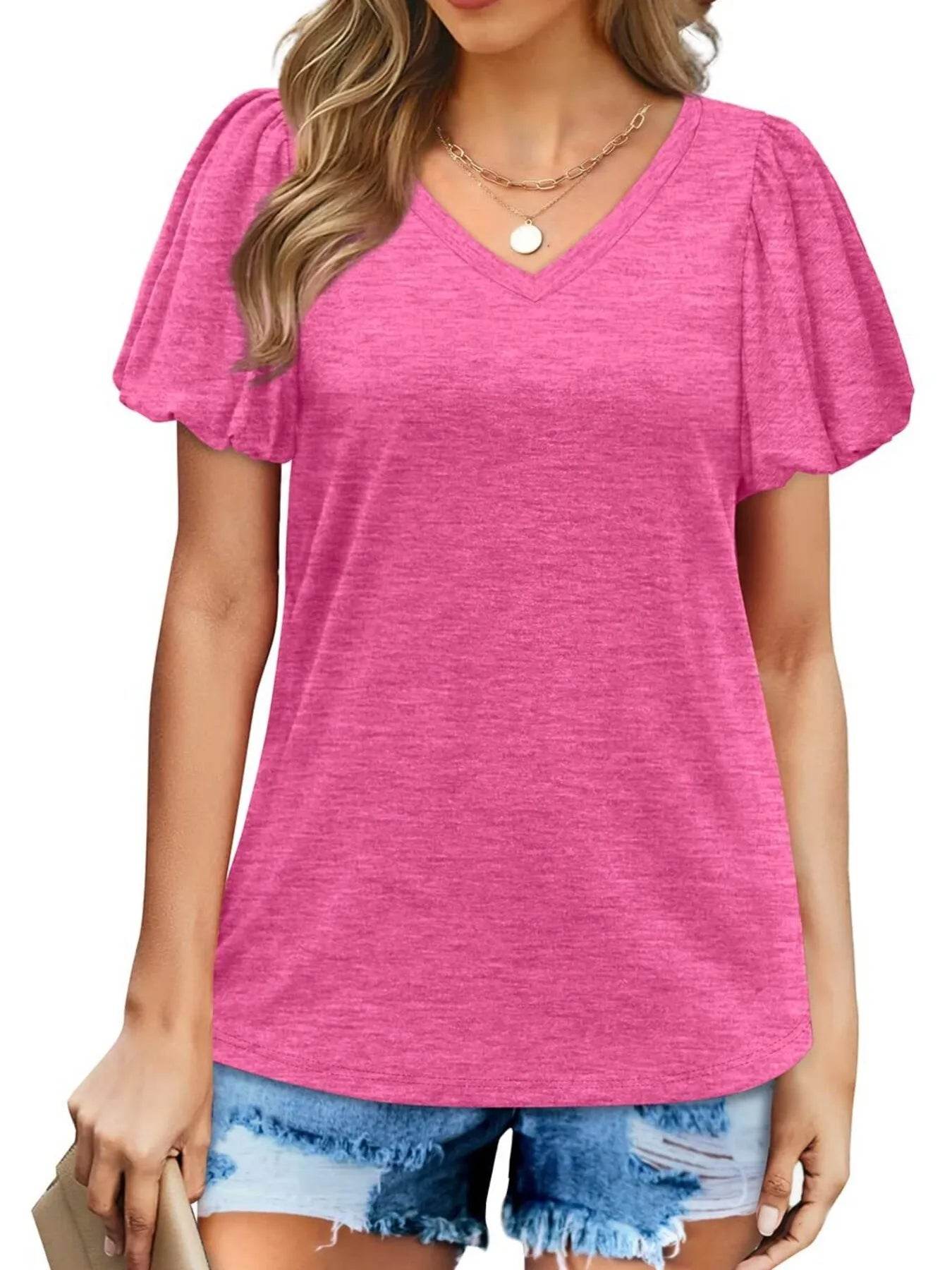 V-Neck Puff Sleeve Casual T-Shirt Trendsi 5cff812f811746d1af2f172f3a01fd6d-Max-Origin