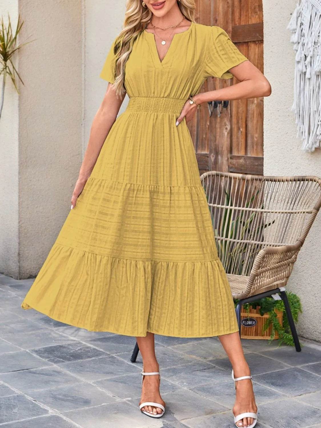 Tiered Notched Short Sleeve Dress Trendsi 5d0b6d0f-c3a7-4f0d-aedf-6371cc5eda83-Max-Origin