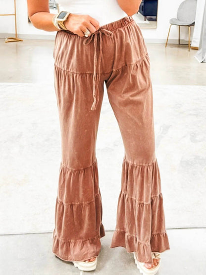 Drawstring Flare Ruffle Pants Caramel Trendsi 5d32900e-cd94-4cd2-848d-3aaf27b35173-Max-Origin