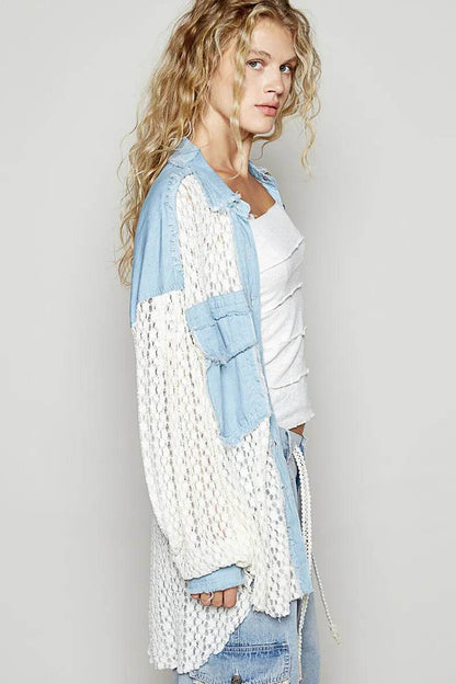 POL High-Low Denim Patchwork Lace Shirt Trendsi 5d68f202-dd56-4eae-9881-520418326861-Max-Origin