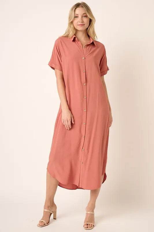 Mittoshop Collared Neck Dolman Short Sleeve Midi Shirt Dress Clay Trendsi 5d6e8078-c760-4216-ae8a-ccb1fd5fb9e9-Max