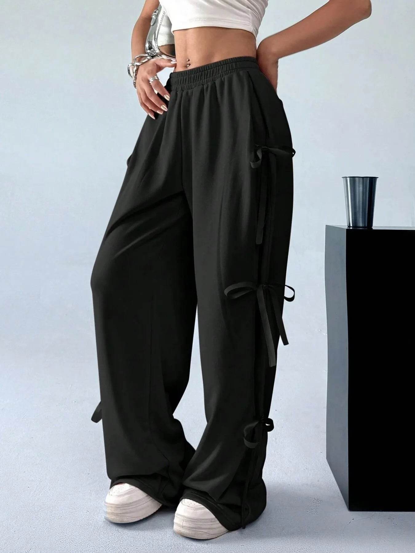 Cargo Wide Leg Pants with Side Tie Details Trendsi 5d7c3aff7ee54f8fb9500eb65de7bbbe-Max-Origin