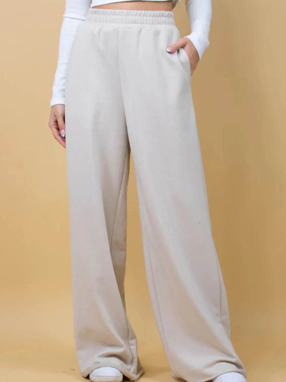 Elastic Waist Wide Leg Pants Beige Trendsi 5dca17f4-7fbe-4412-aefe-7bb76a416ea8-Max