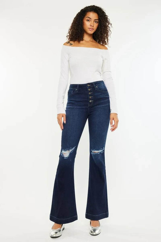 Kancan Button Fly High Rise Distressed Flare Jeans Trendsi 5deb55fbcb254a209db1ffbf971050ce-Max-Origin