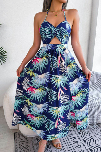 Botanical Print Tied Backless Cutout Slit Dress Trendsi 5df49a9eb1fb4bb984c718a1a7773bb9-Max