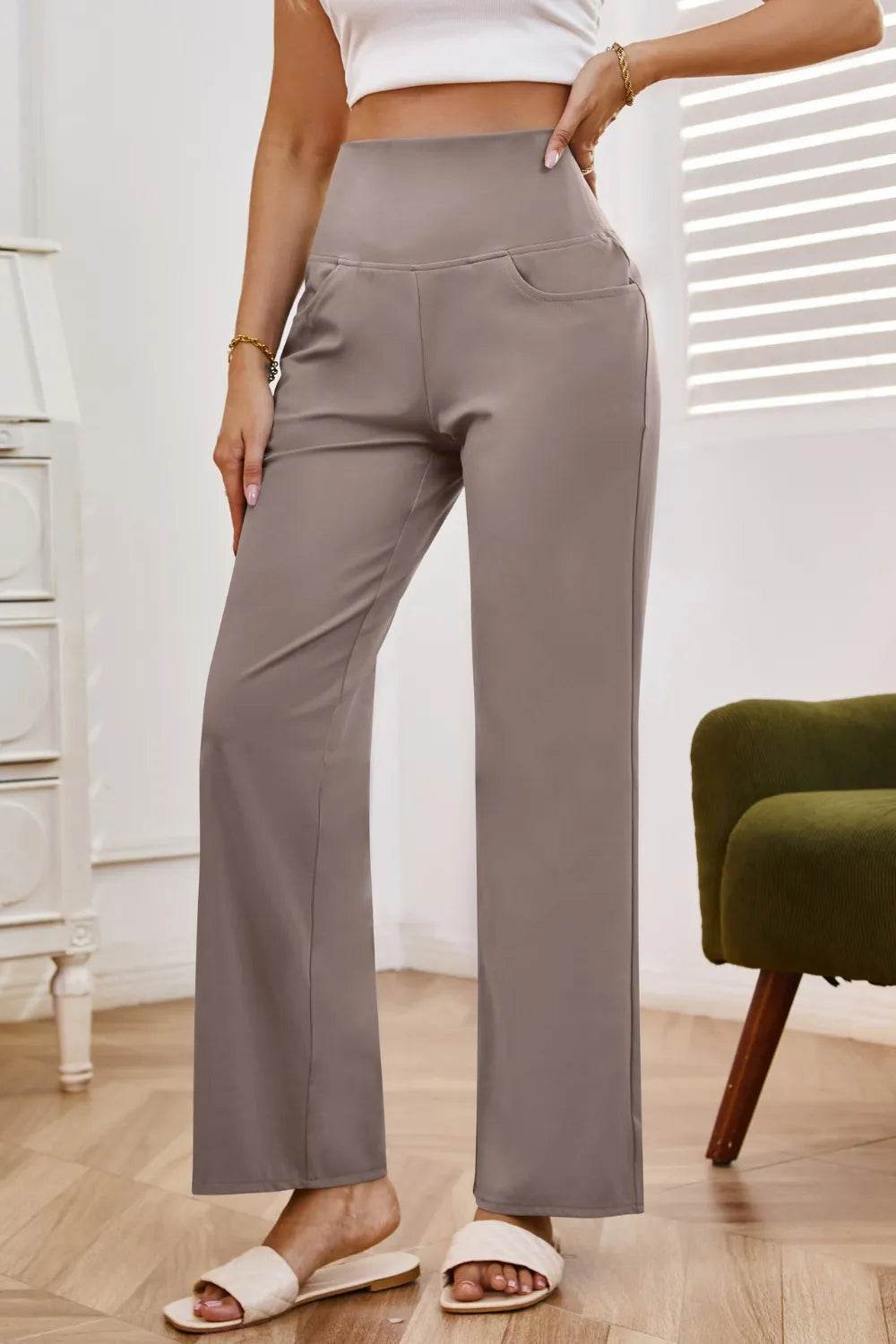 High Waist Wide Leg Pants with Pockets Trendsi 5e09f20b-c6a0-474e-8ebe-903a28873d01-Max