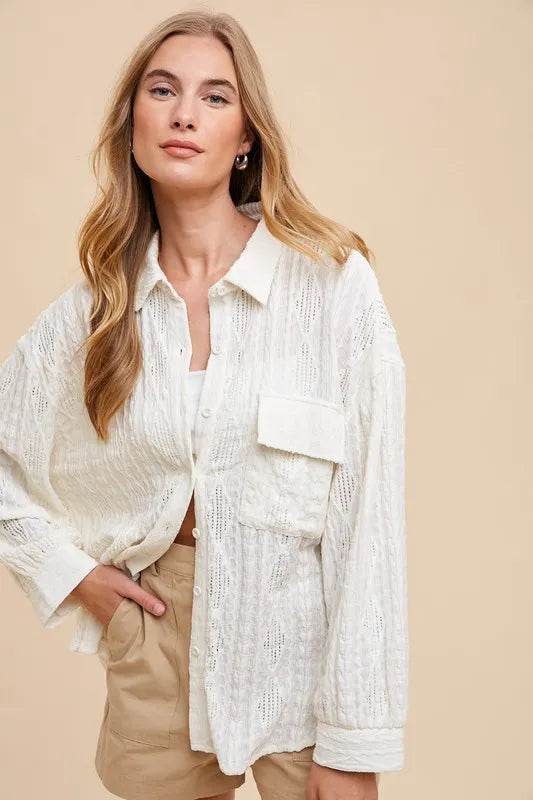 Annie Wear Openwork Button Down Drop Shoulder Shirt Trendsi 5e261f10-3b2c-4daf-b3a0-1b025189c3aa-Max