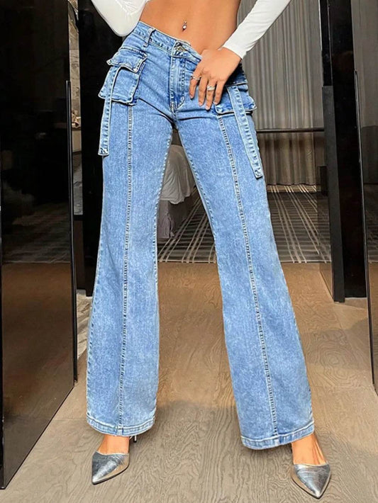Mid Rise Straight Jeans with Cargo Pockets Light Trendsi 5e4a58cd-f29d-482c-938e-c0f9b6d38257-Max
