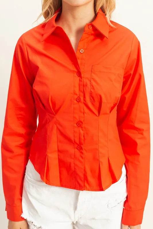 HYFVE Long Sleeve Pleated Waist Poplin Shirt Trendsi 5e8fca09-0358-4cca-aa48-4f6c8c0c5011-Max-Origin