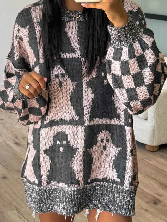 Ghost Dropped Shoulder Long Sleeve Sweater Trendsi 5eafbf09-d9db-4620-9f42-feaeb1a75a0e-Max
