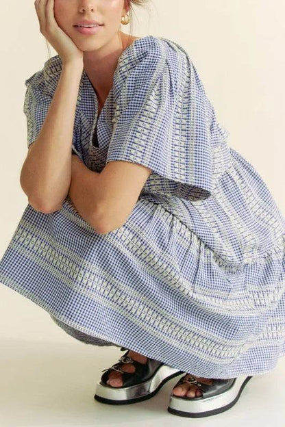 Davi & Dani Embroidered Stripe Ruffled Gingham Mini Dress Trendsi 5eb95e753fd74a92a1eecf5e2d29b540-Max-Origin