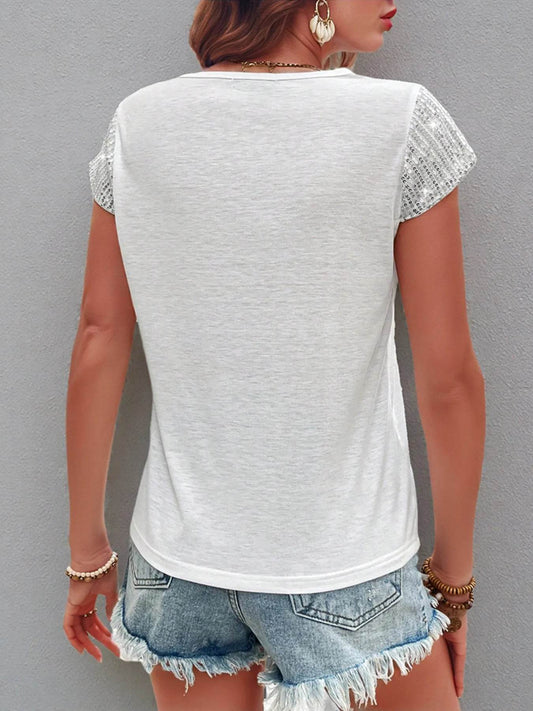 Sequin V-Neck Short Sleeve T-Shirt Trendsi 5ec1349984a34cb398c69b3593899dd7-Max-Origin