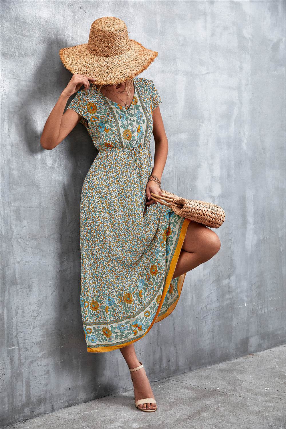 V-Neck Short Sleeve Printed Maxi Dress Trendsi 5ee485e825f44a1491a370f8032f4b15-Max