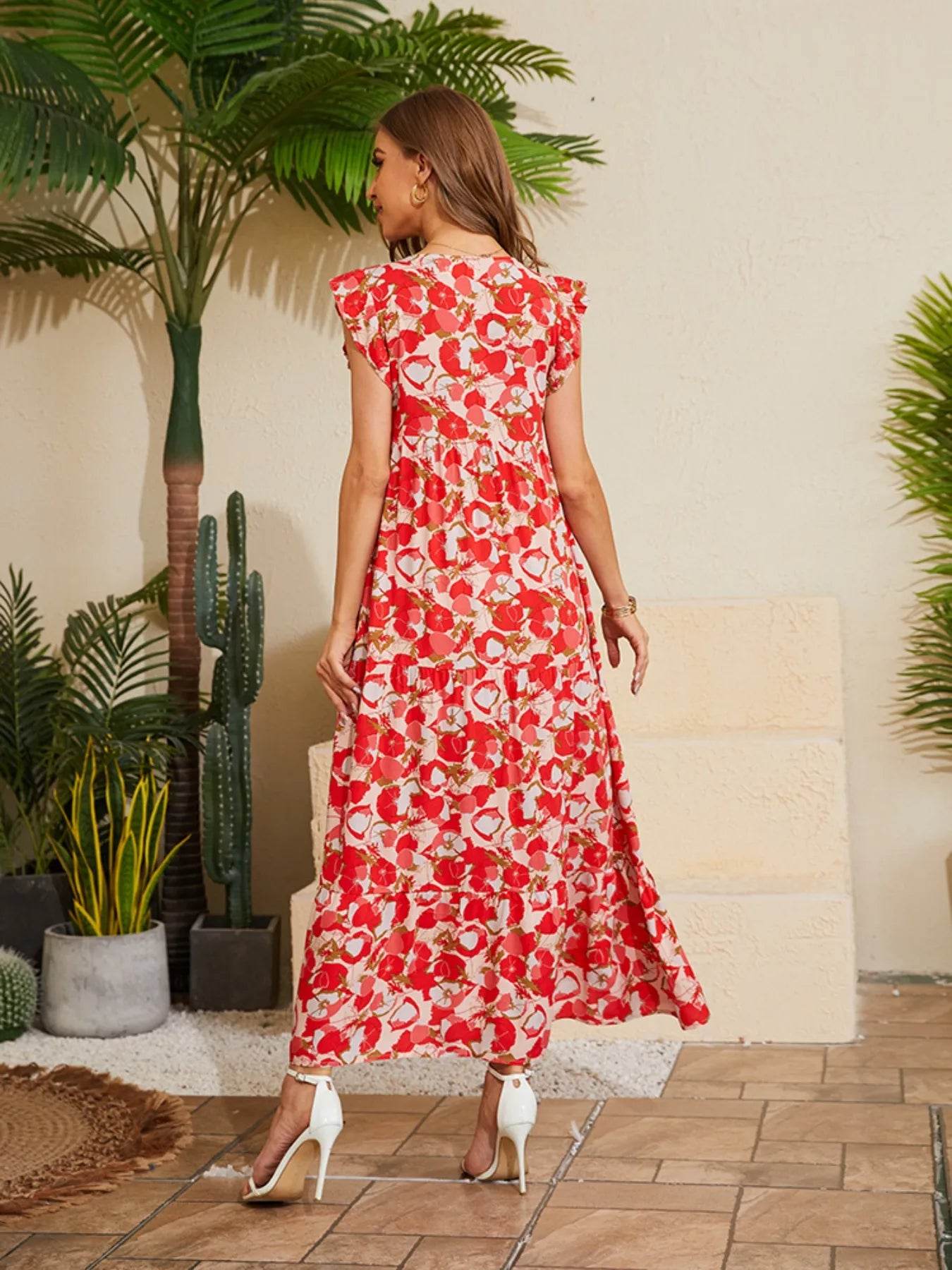 Floral V-Neck Cap Sleeve Summer Dress Trendsi 5f013910-b1e2-4ce3-8ace-55b029e0afe4-Max-Origin