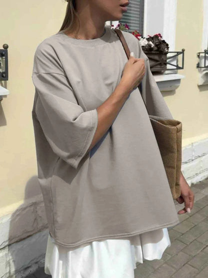 Round Neck Half Sleeve Oversized T-Shirt Light Gray Trendsi 5f28919e-027c-46a2-a979-71cf811e9c89-Max-Origin