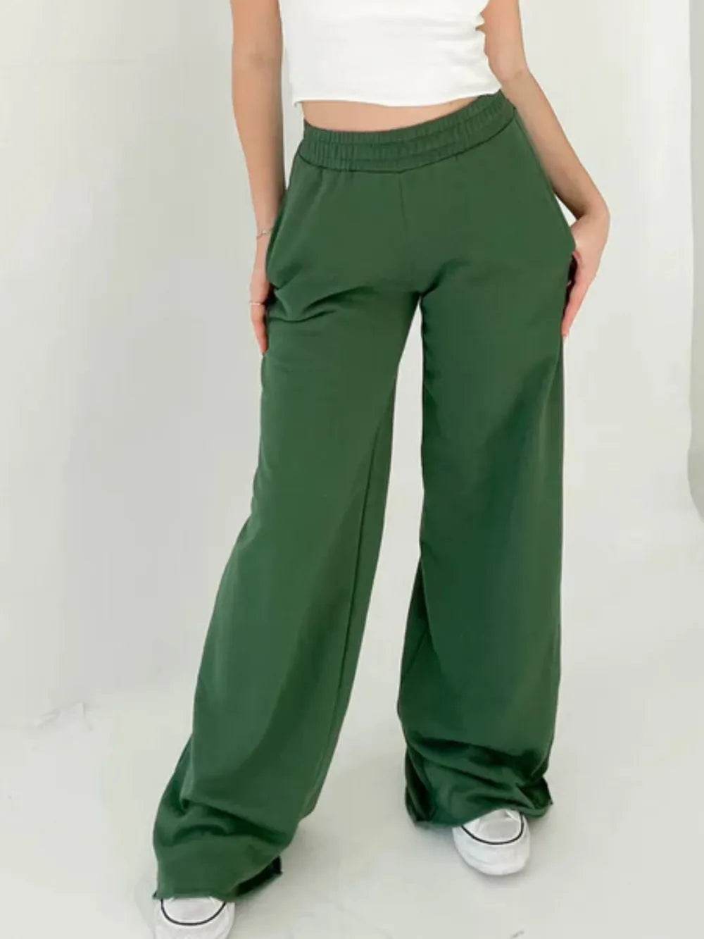 Elastic Waist Wide Leg Pants Dark Green Trendsi 5f417c08-cad6-4f3e-a51b-4c88951df212-Max