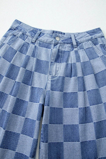 Checkered Wide Leg Jeans with Pockets Trendsi 5f7e9ab0-06b5-4c4b-9a0b-81ba4611baca-Max
