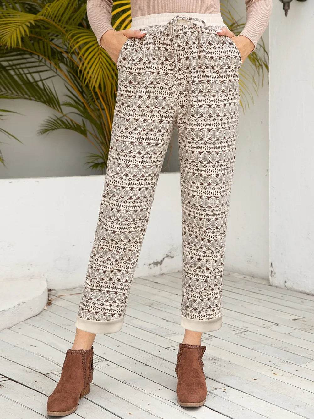 Ivy Lane Tied Printed Pants with Pockets Khaki Trendsi 5fb3d6fc-e598-41b6-b538-15748340ac64-Max