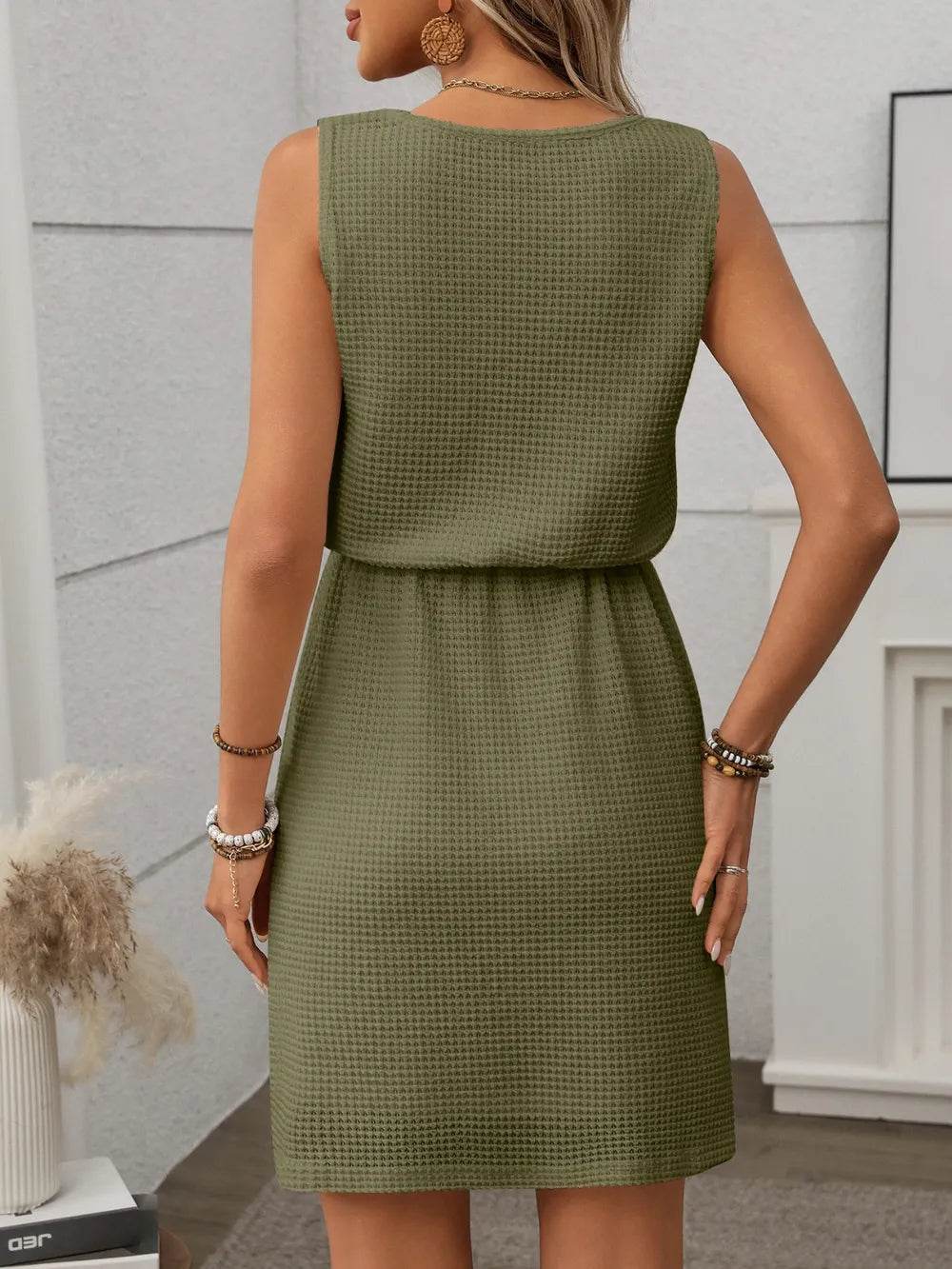 Waffle-Knit Drawstring Mini Tank Dress Trendsi 5fcc483f-7c65-474a-84b5-c96043978e87-Max