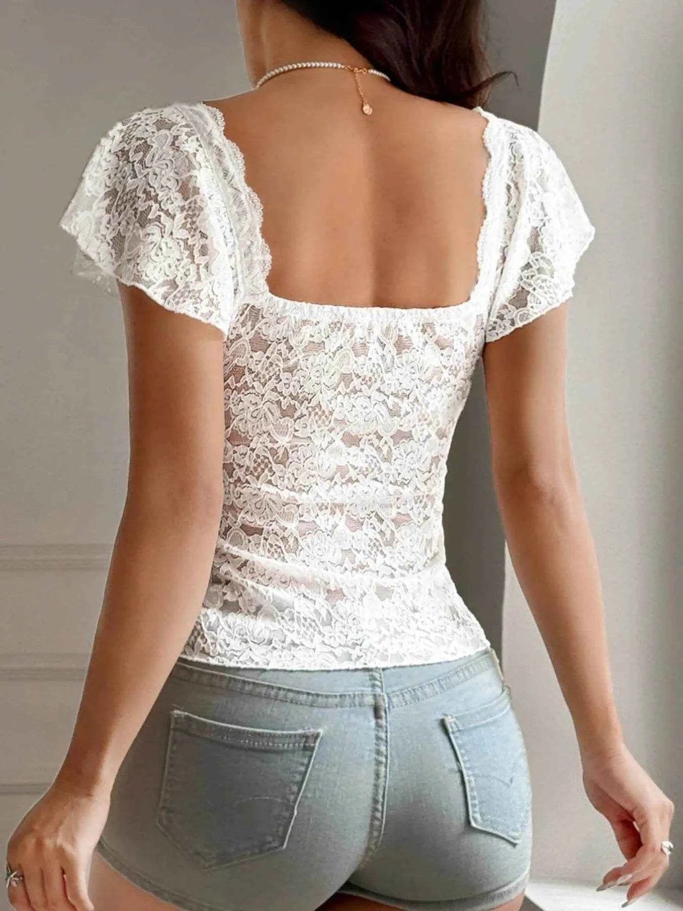 Lace V-Neck Flutter Sleeve Top Trendsi 5fd12c91-cbb1-496c-aaa5-d42074302e46-Max-Origin