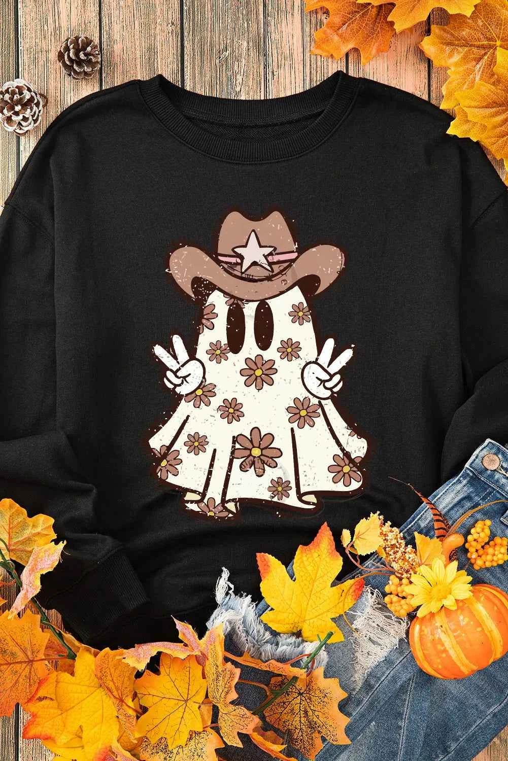 Ghost Round Neck Long Sleeve Sweatshirt Trendsi 5fd247f4-6d13-405c-b869-fb654657a493-Max