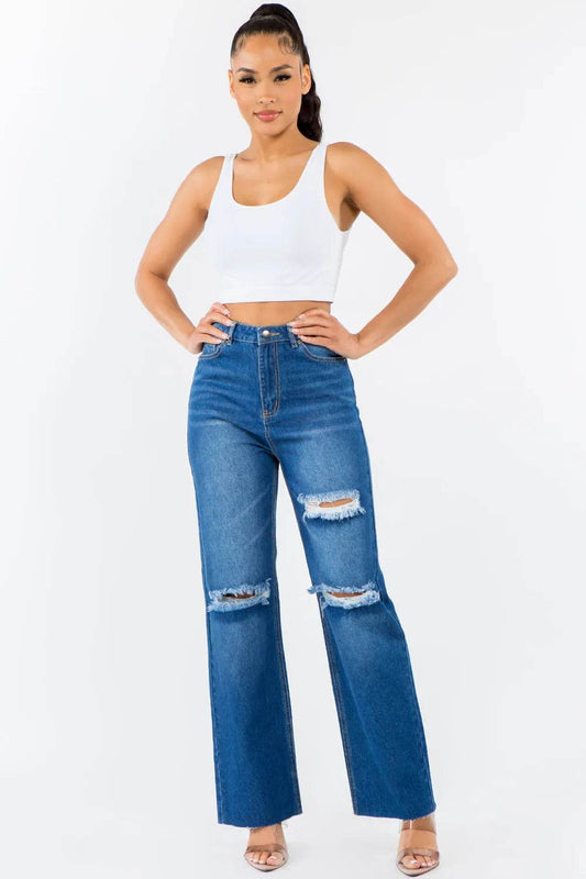American Bazi High Waist Distressed Wide Leg Jeans Blue Trendsi 5fed045b-b522-4810-97a0-fe1c867e6a95-Max