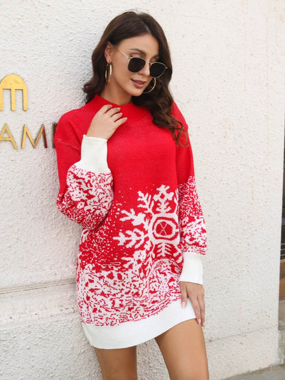 Snowflake Pattern Sweater Dress Trendsi 5ff2cb18e617416f9bc08bd538cd96d7-Max