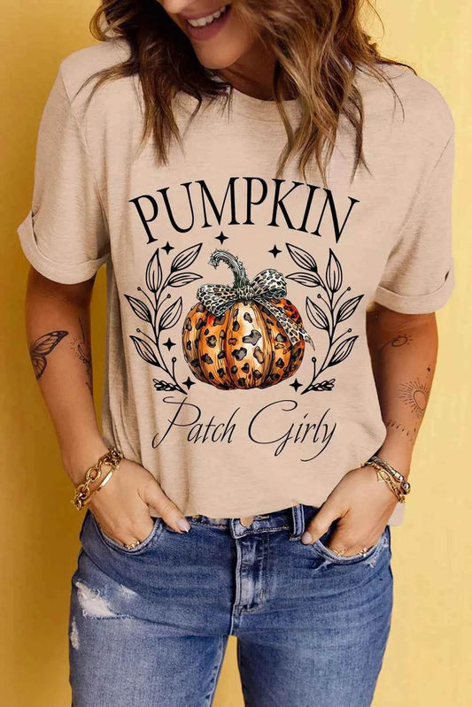 Pumpkin Graphic Round Neck Short Sleeve T-Shirt Trendsi 5ff37814-07cb-460f-b269-54654cc28042-Max