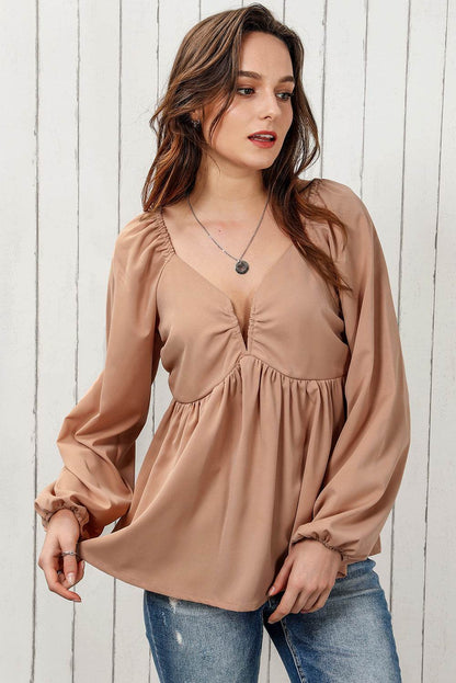 Tie Back Smocked Long Sleeve Babydoll Blouse Trendsi 5ffb70d1f40b4071bbe710f0c7aaa150-Max