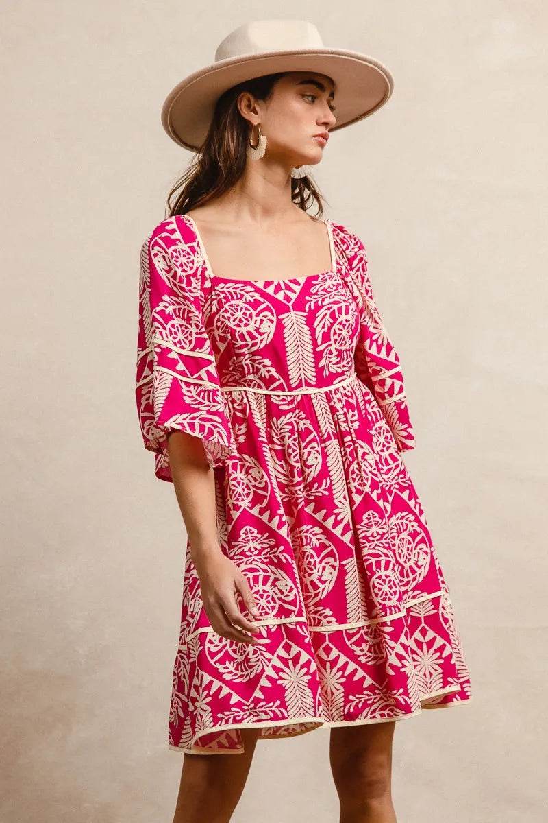 BiBi Aztec Woven Printed Contrast Binding Dress Trendsi 606b3b2255884ae9b970d5f9ad761bb0-Max-Origin