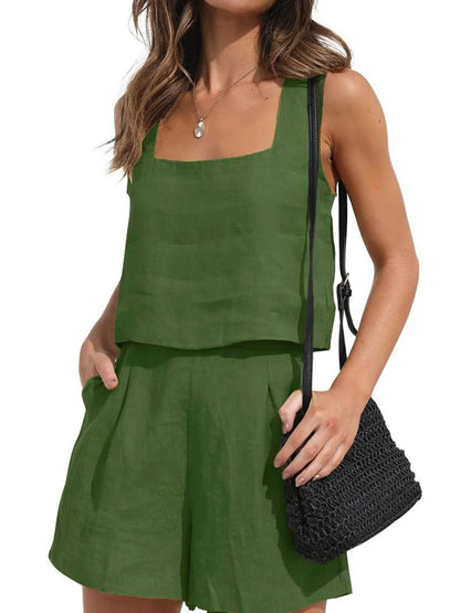 Square Neck Tank and Shorts Set Army Green Trendsi 607822978c7e4f1391b9a0a0a0d3bfe9-Max-Origin
