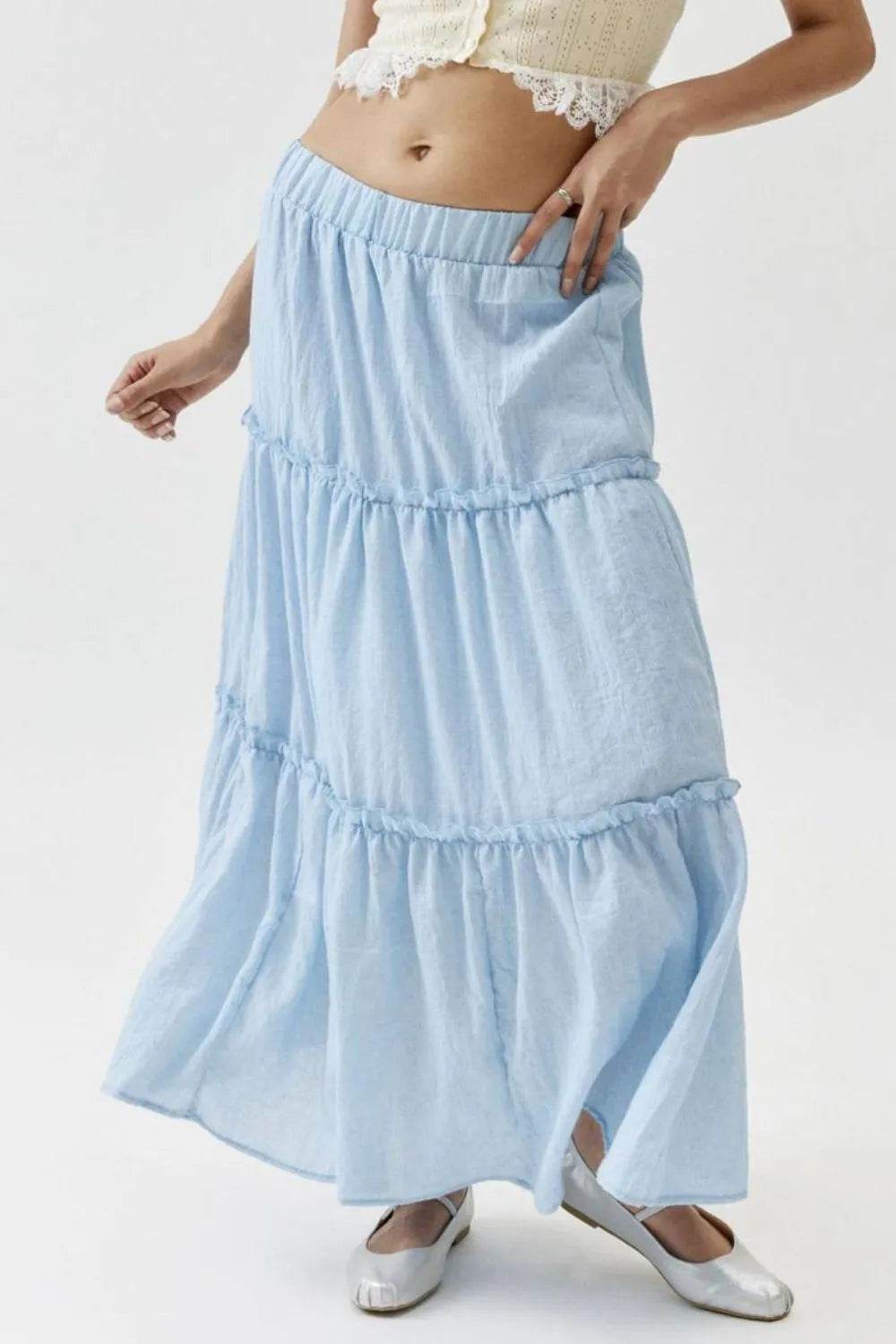 Frill Elastic Waist Skirt Trendsi 60985175-dc67-44b9-b035-9f7ce3496fea-Max