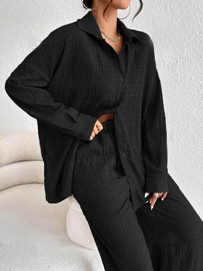 Button Up Long Sleeve Shirt and Pants Set Trendsi 60a89892a0b74d46893533b3cfabe1f1-Max-Origin