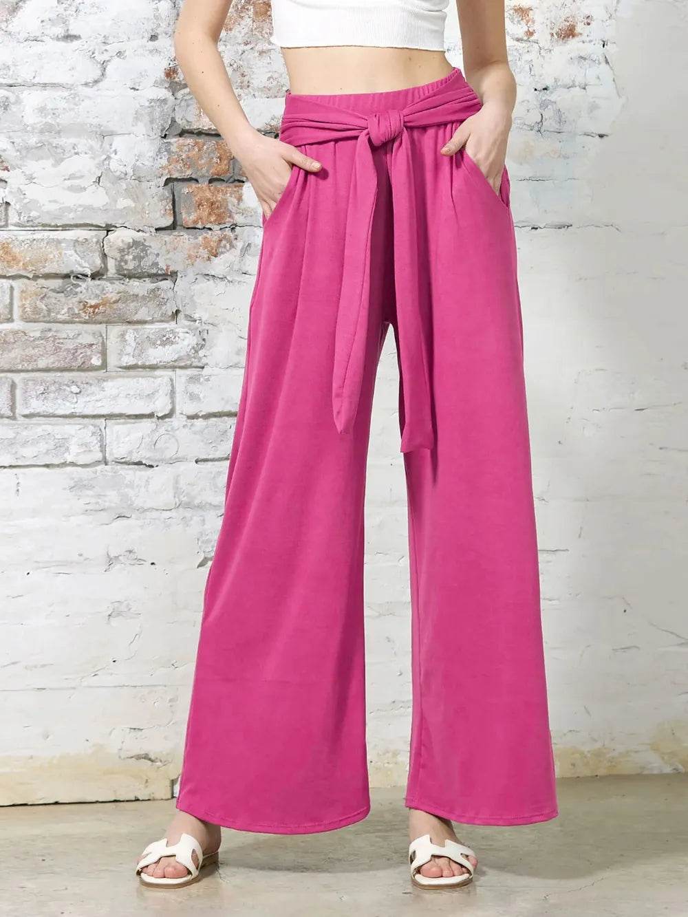 Tied Wide Leg Pants with Pockets Deep Rose Trendsi 60afefac-305b-400b-9f79-eddaee354490-Max