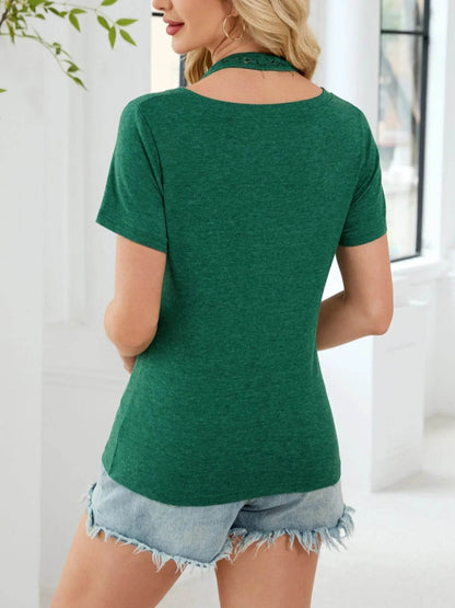 Lace Detail Short Sleeve T-Shirt Trendsi 60c396fa-3888-4658-b52d-9f45e3978885-Max-Origin