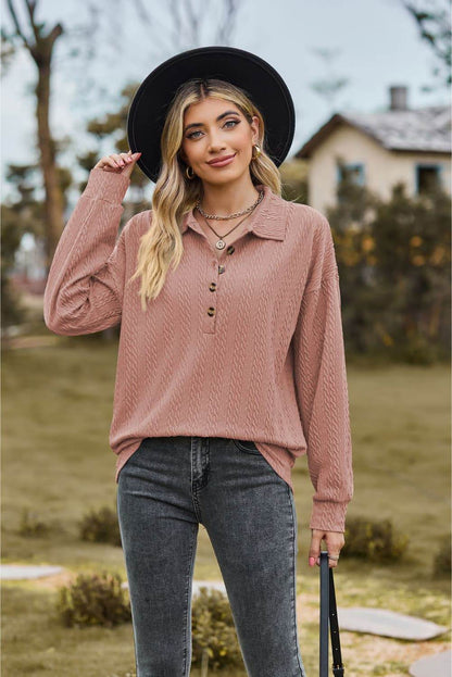 Collared Neck Long Sleeve Blouse Dusty Pink Trendsi 60cf53dcebc141a6a579470ee152d27a-Max