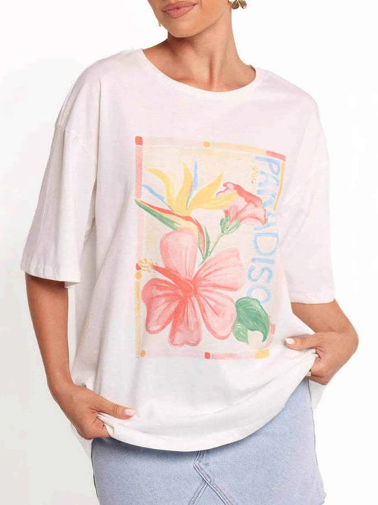 Graphic Round Neck Short Sleeve T-Shirt White Trendsi 60e010e0469d4e6380fdc9642f6da4a2-Max-Origin