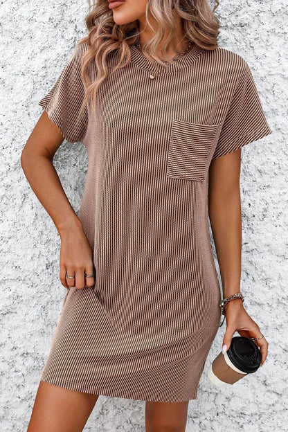 Mandy Ribbed Striped Short Sleeve Mini Tee Dress Trendsi 610a8c53-90f2-48e3-a2b5-f83af429b1c8-Max