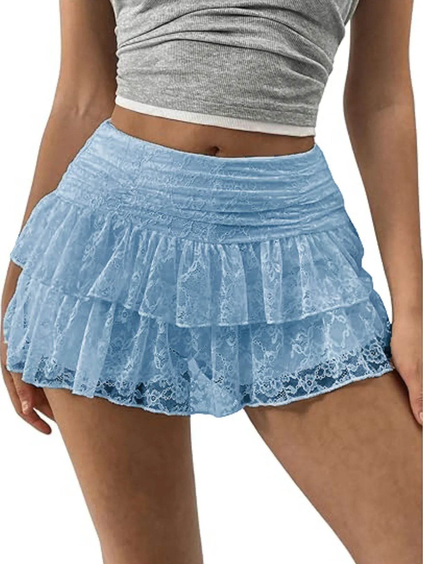 Lace Layered Mini Skirt Trendsi 611a6cee-ba59-41c1-b718-140a8bffa655-Max-Origin