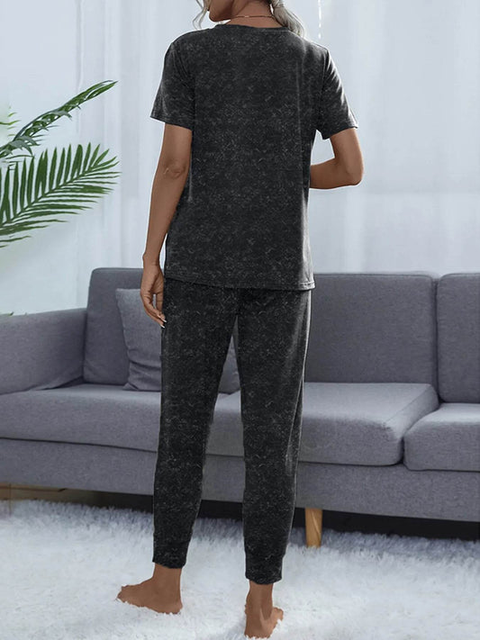 Round Neck Short Sleeve Top and Pants Lounge Set Trendsi 6142e27fba0044b8ba7de9f41b830839-Max-Origin