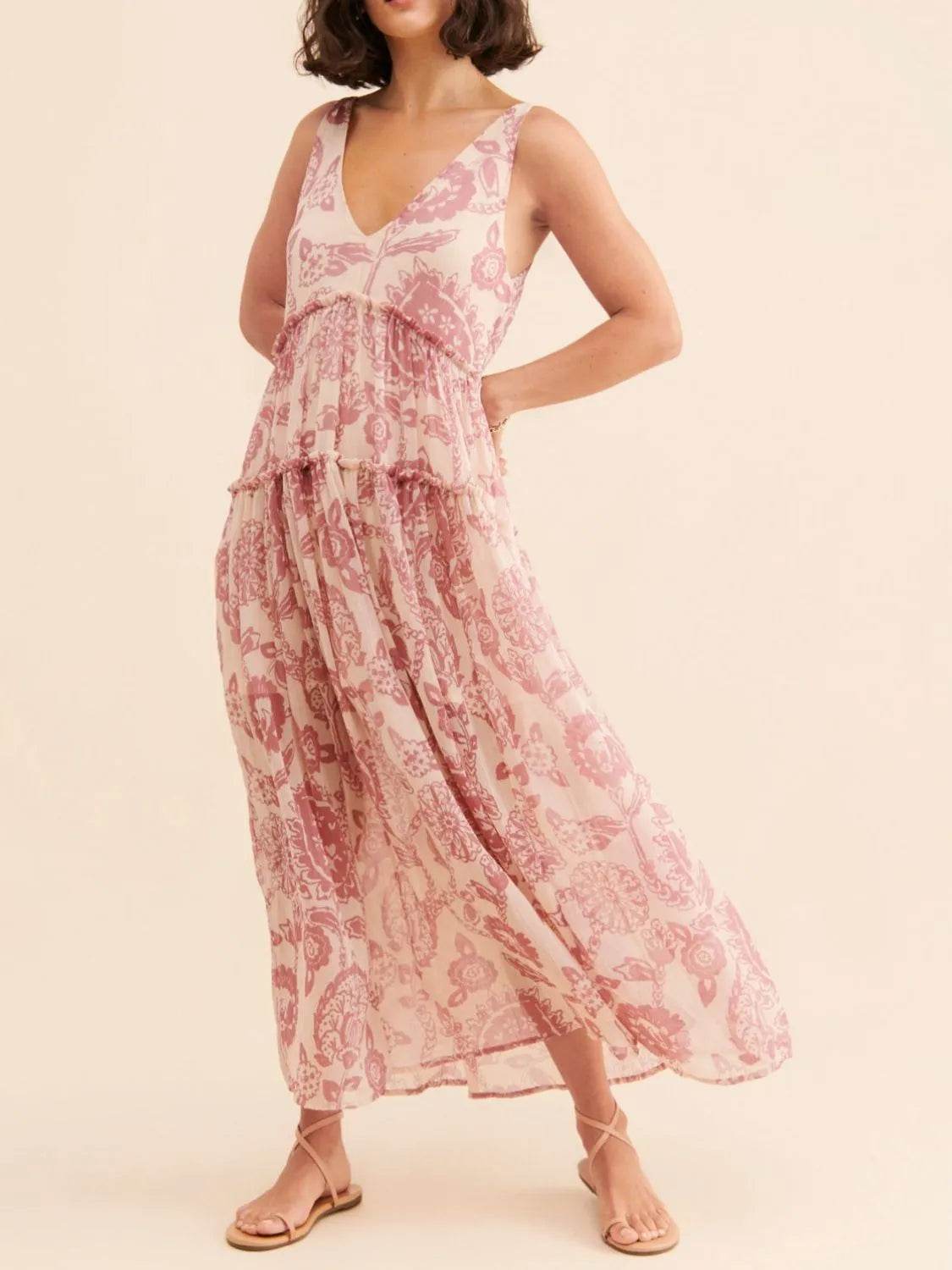 Printed V-Neck Sleeveless Dress Dusty Pink Trendsi 61692169-1506-4c00-b8bb-4c23e7c45594-Max-Origin