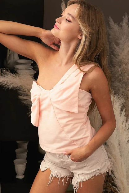BiBi One Shoulder With Front Ribbon Detail Top Trendsi 6175f78b79694694a26024394ec875d9-Max-Origin