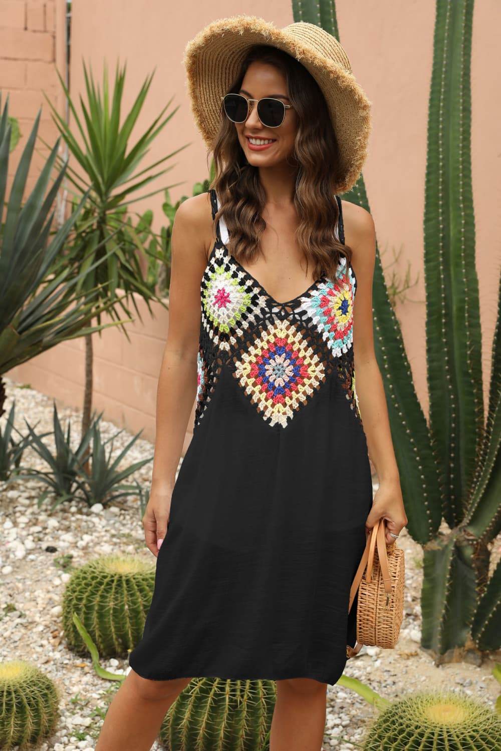 Openwork Sleeveless Embroidery Dress Black One Size Trendsi 617d9473e33740609aa0a4c85320517d-Max