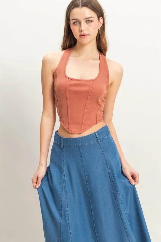 HYFVE Mineral Wash Halter Neck Everyday Top BRICK Trendsi 61815d906e9444e5bc7b831572a10414-Max-Origin